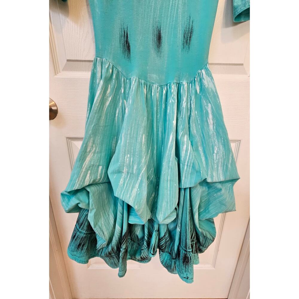 Luna Luz Dress Womens Small Blue Abstract Bubble Hem Artsy Lagenlook Midi - Picture 11 of 14